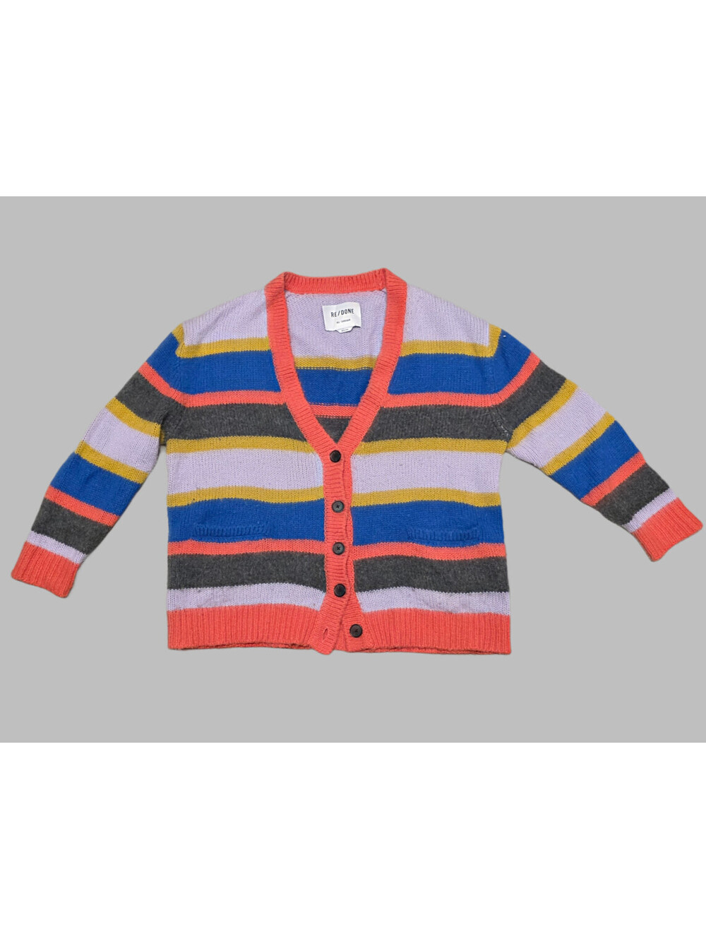 Re/Done 90s Oversized Cardigan In Multi Stripe Size Large (L) Re Done
